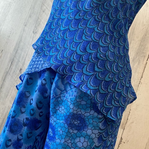 Blue Chiffon Print 2 Piece Set SKU 6002 - Picture 9 of 17